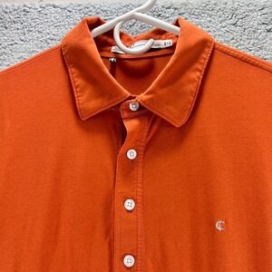 Criquet Mens Polo Shirt Large Burnt Orange Pima Cotton Slim Fit Top